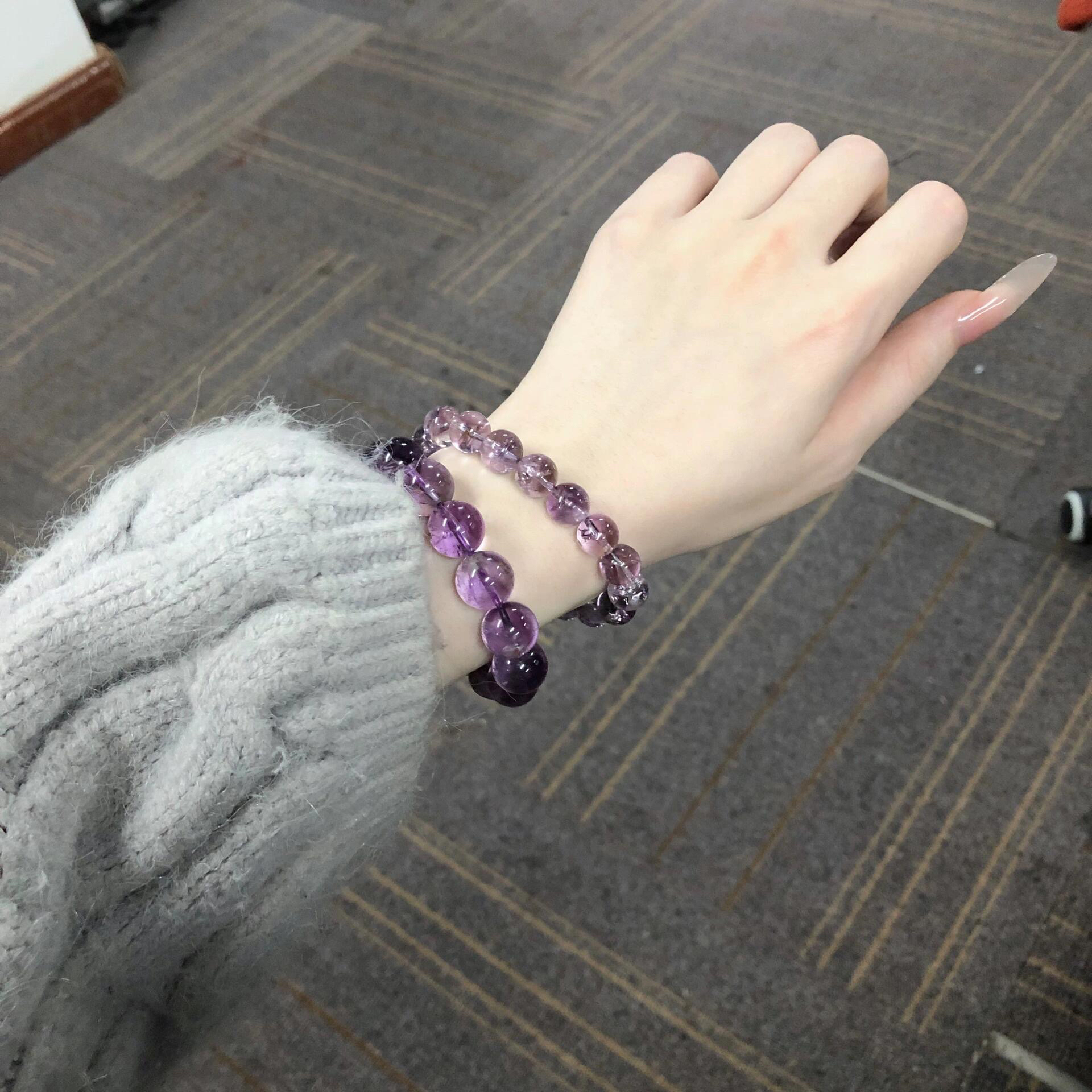 乌拉圭天然紫水晶手链女款深浅色单圈饰品批发紫水晶手串首饰品详情9