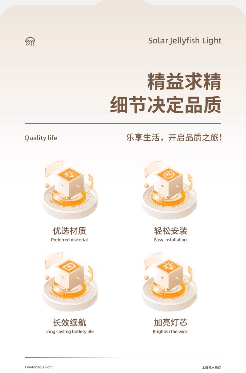 太阳能七彩光纤水母灯花园别墅插地草坪灯户外防水led氛围灯详情4