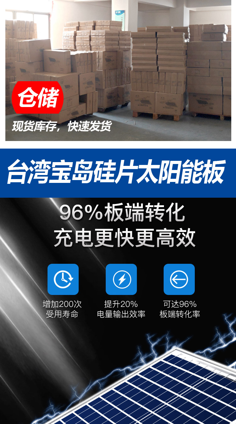 厂家直供6米太阳能户外路灯 家用庭院灯led超亮大功率防水照明灯详情19
