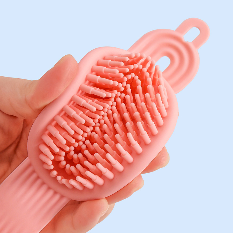 New soft rubber double-sided hair wash brush massager, a perfect hair wash brush for both adults and children, a bathroom bath brush for head massage Application Scenario
