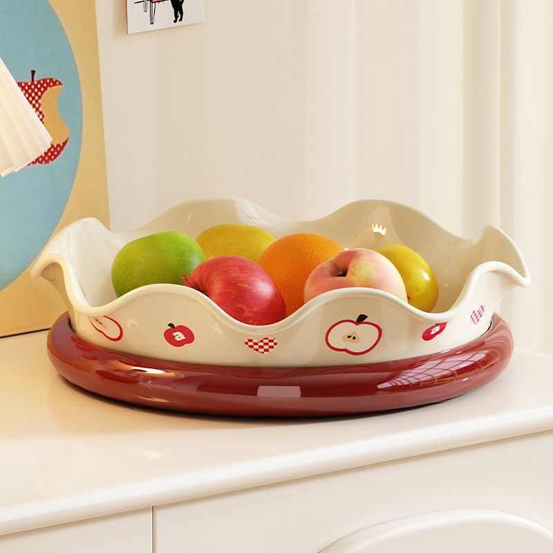 The fruit plate living room coffee table is a high-end, exquisite, high-appearance, artistic, light luxury and simple double-layer ceramic snack storage