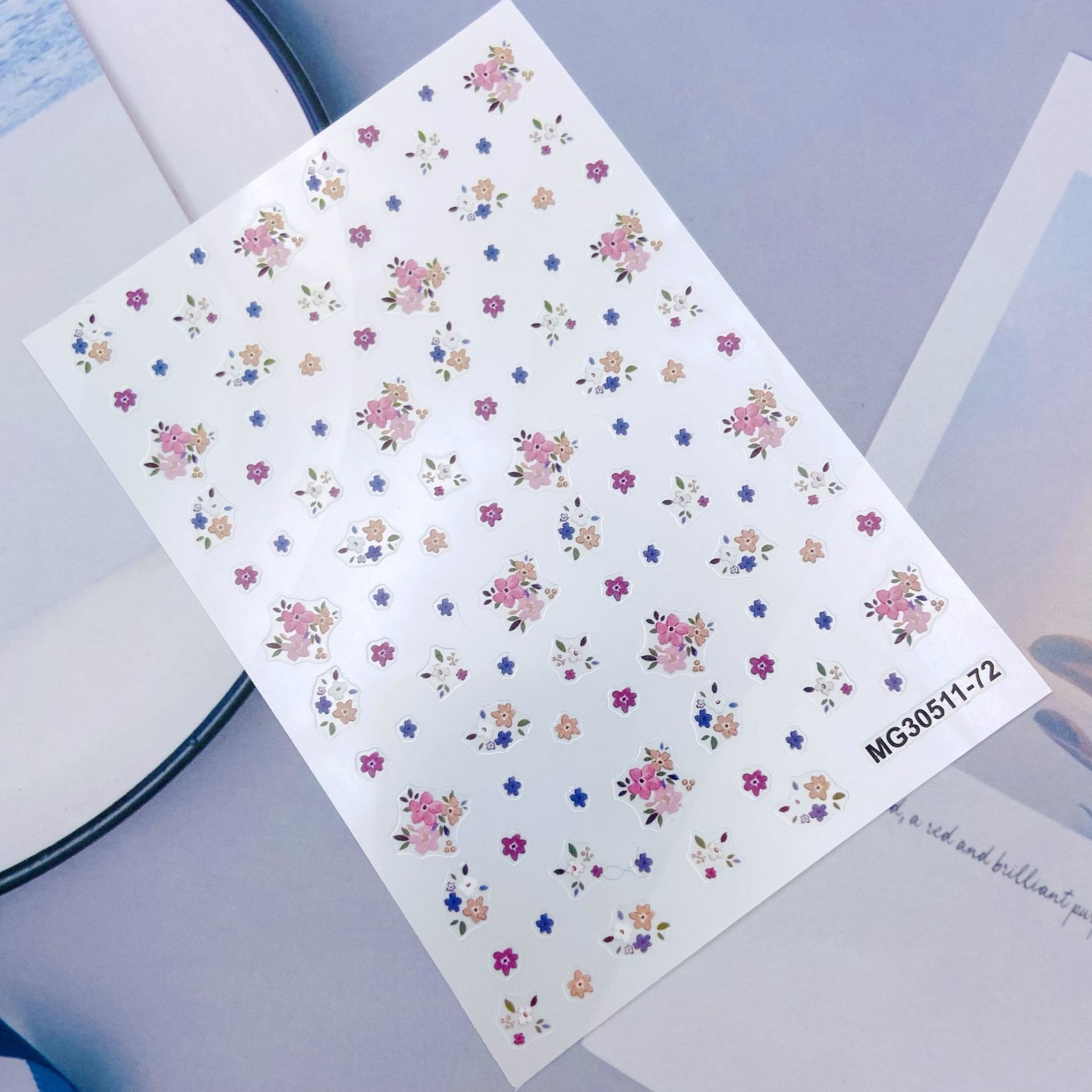 A new series of DIY Japanese-style synchronous thin and transparent back adhesive nail stickers with fresh and small floral patterns details Picture
