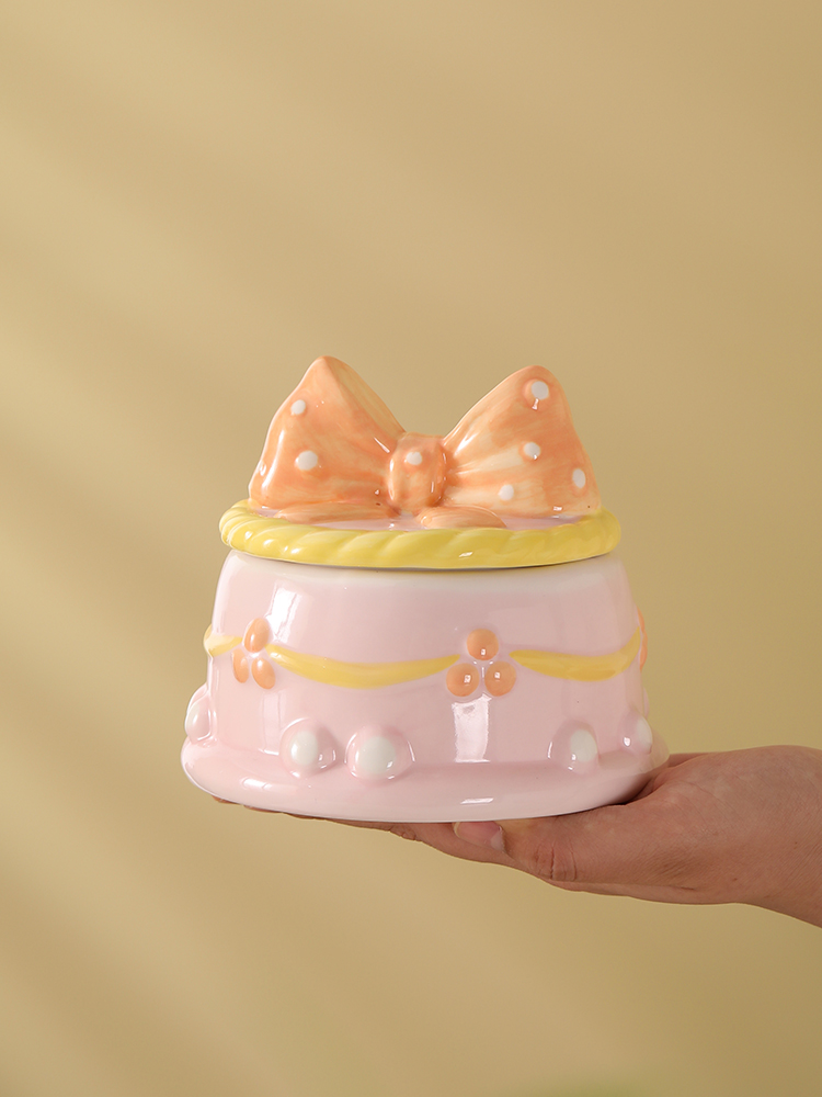 创意情人节礼物可爱送女友礼物少女心陶瓷蛋糕首饰干果零食收纳罐陶瓷蛋糕架产品图