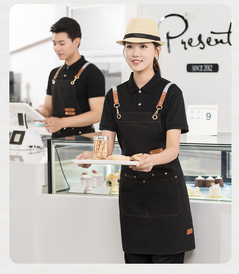 帆布围裙定制logo印字餐饮奶茶店花店超市蛋糕店专用防水工作服女详情16