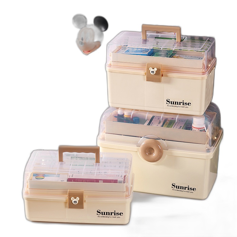 New household medicine box, large-capacity multi-layer medical box, medicine storage box, first aid kit, children's small medicine box, transparent Item Picture