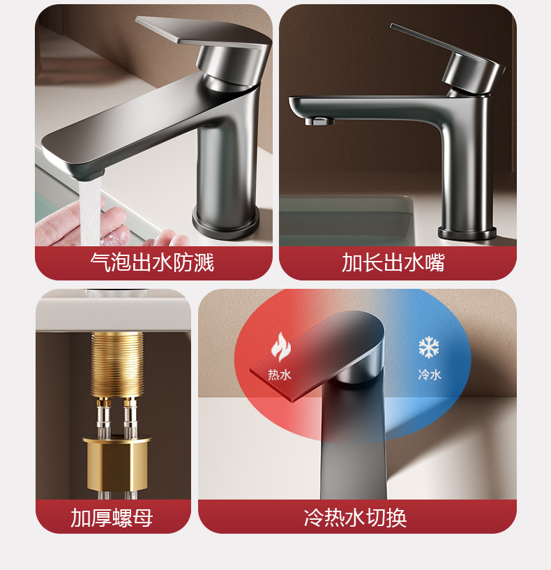 不锈钢水龙头家用冷热水洗脸盆龙头洗手池卫生间洗面盆台盆单冷水详情5