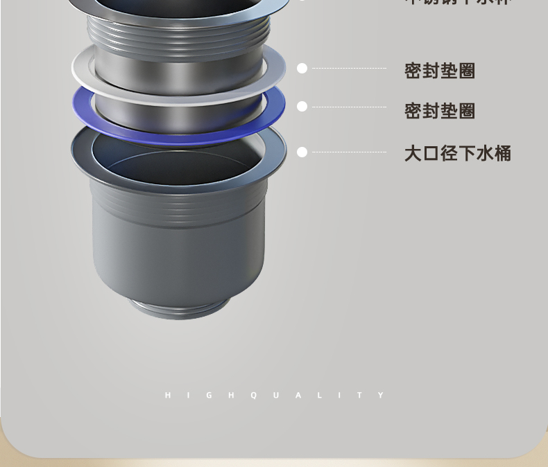 Cross-border customized sink, large single trough, millet grains, 304 stainless steel kitchen sink, bowl and sink, upper, middle and lower basins pic 14