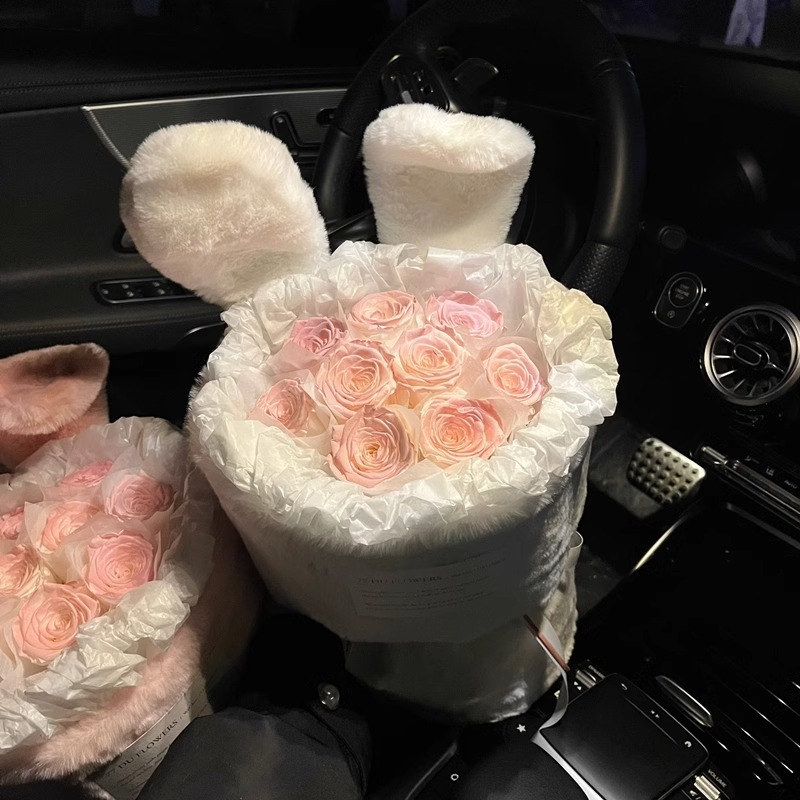 玫瑰花束花小香风兔子香皂花永生花送女友送闺蜜七夕生日礼物国潮详情4