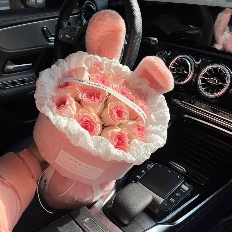 玫瑰花束花小香风兔子香皂花永生花送女友送闺蜜七夕生日礼物国潮详情8