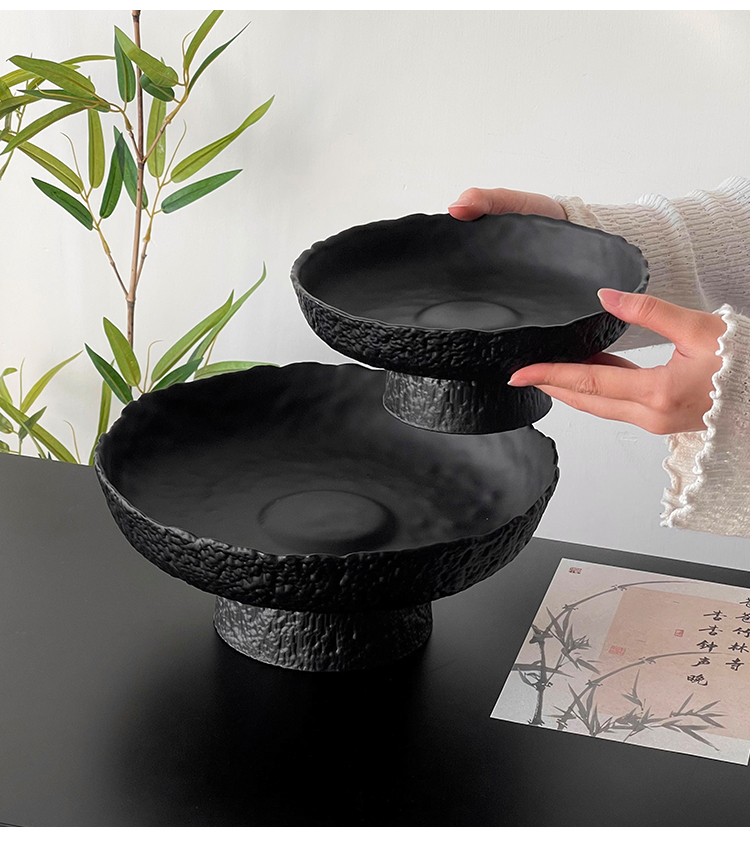 冰露高脚果盘水晶玻璃高颜值锤纹盘子高颜值餐盘水果盘点心盘摆件详情14