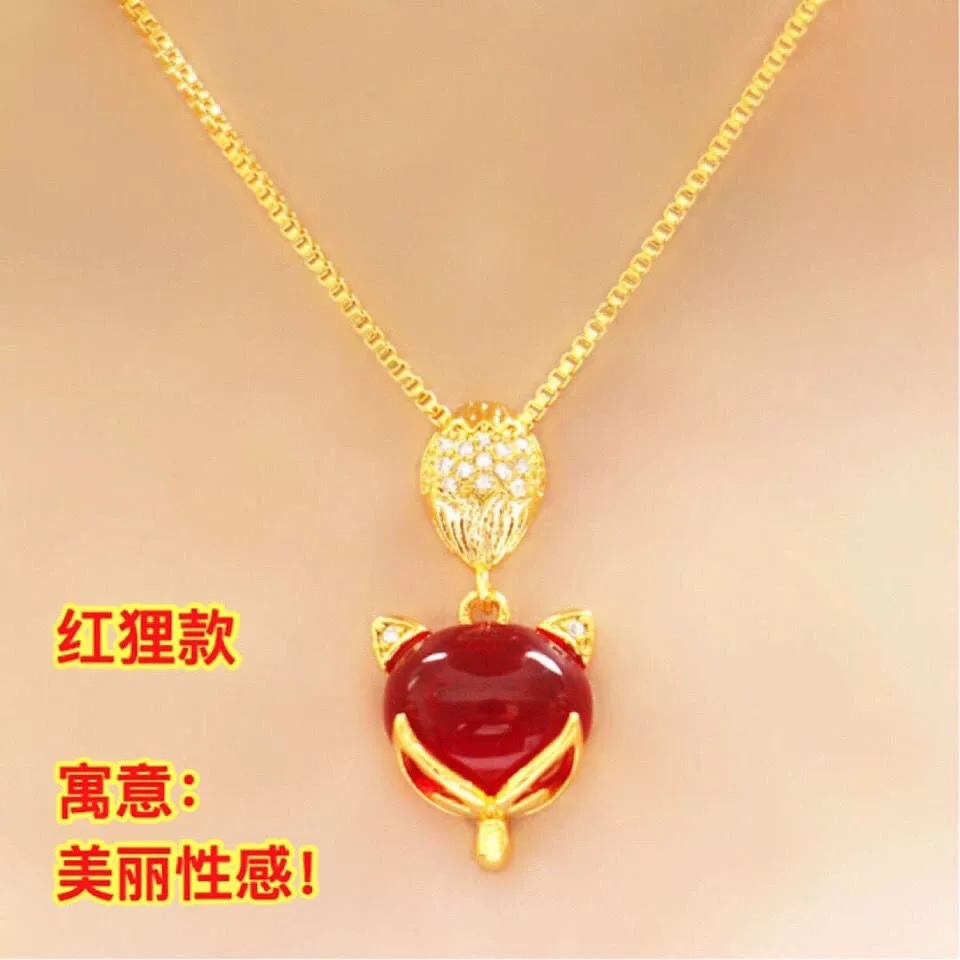 【2024 Necklace, Bracelet and Ring 】 Necklace, collarbone chain, women's non-fading yellow real sand gold pendant details Picture