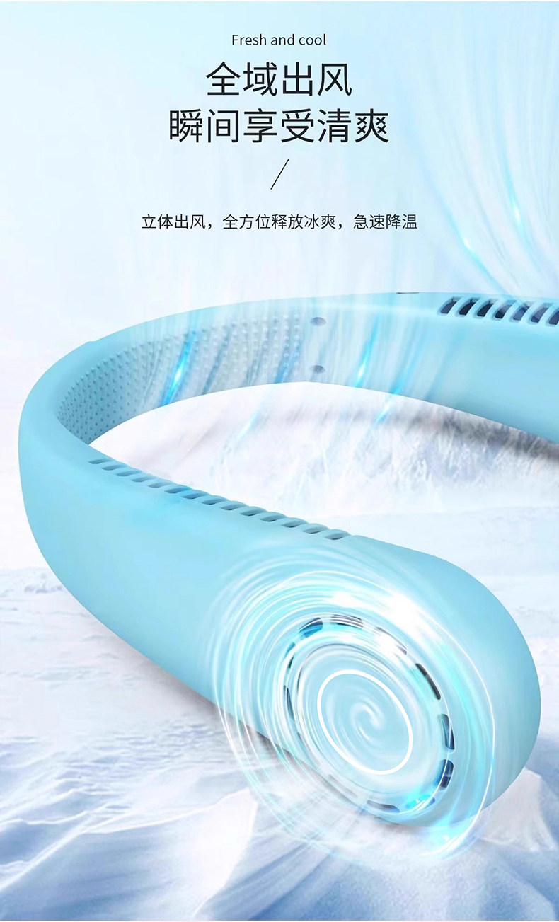 跨境风扇挂脖风扇随身携带式降温神器户外静音制冷挂脖电风扇详情4