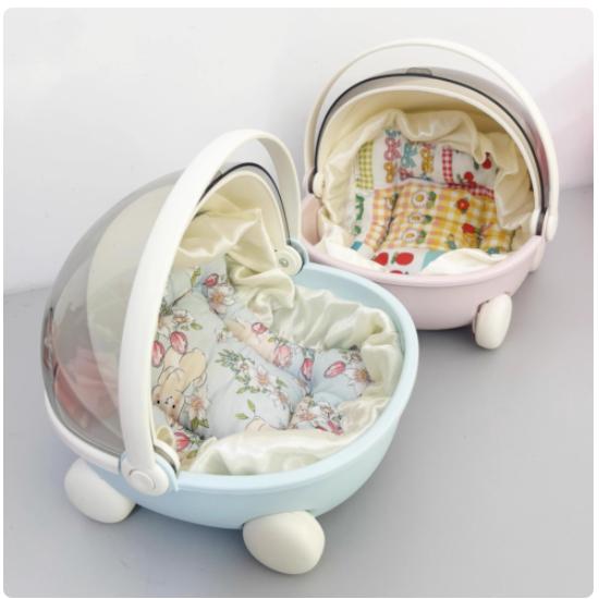 棉花娃娃娃用收纳盒娃床垫床品公仔玩偶bjd提篮摇篮推车花边垫