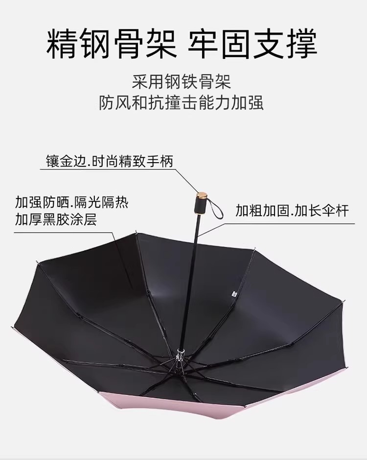 源头厂家太阳伞遮阳加固两用女晴雨防晒防紫外线轻小巧加大号雨伞详情6
