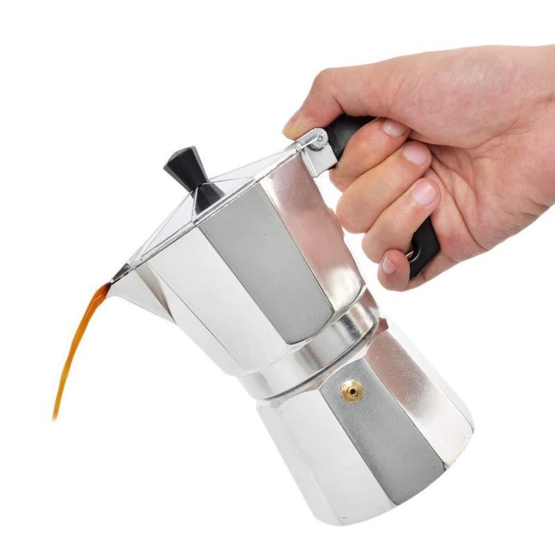Single-valve aluminum MOKA coffee pot, MOka pot, octagonal pot, fully automatic hand-brewed coffee machine, can be heated by open flame details Picture