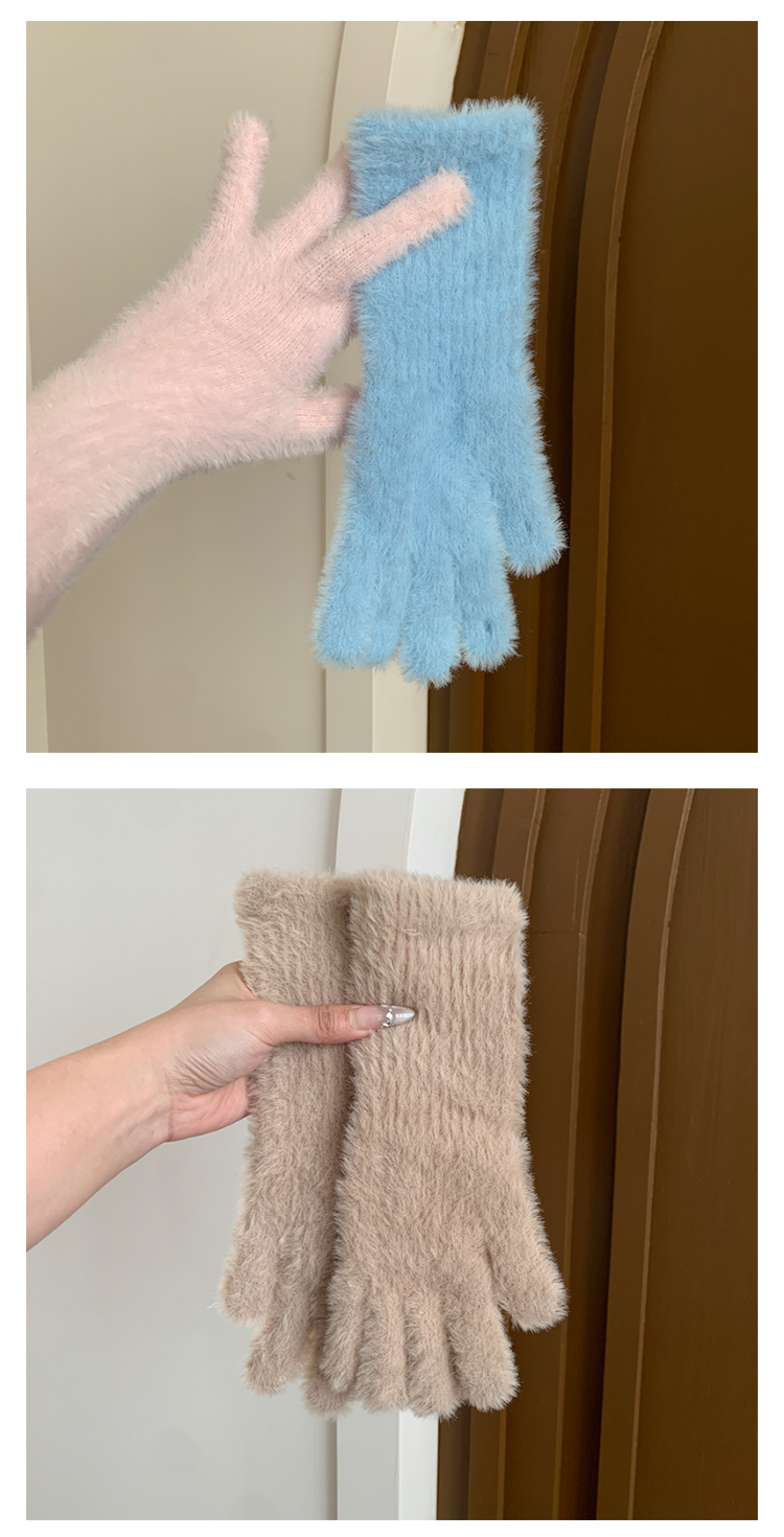 2025新款韩系可爱毛绒手套女冬季加厚保暖防寒露指可触屏手套学生详情23