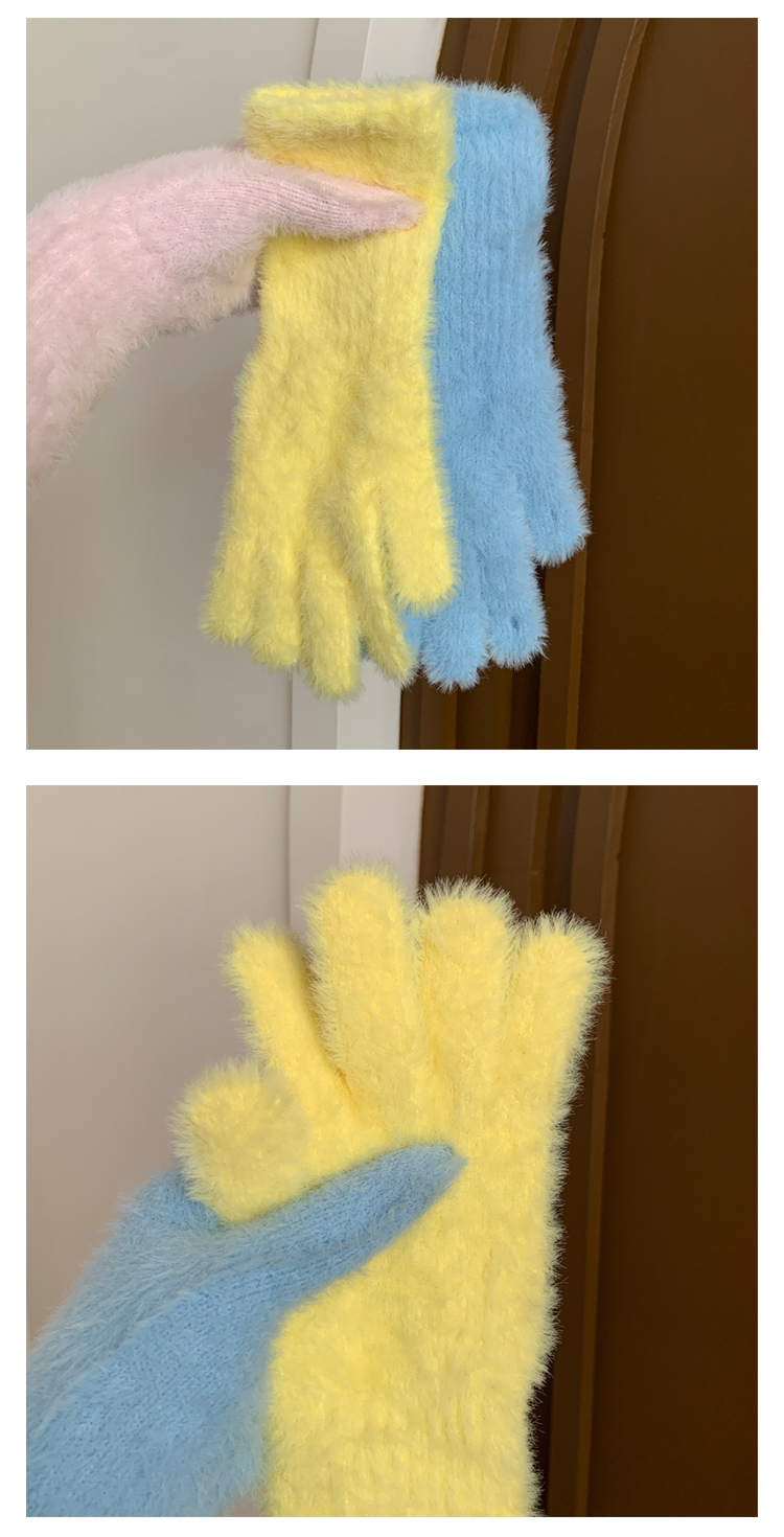 2025新款韩系可爱毛绒手套女冬季加厚保暖防寒露指可触屏手套学生详情21