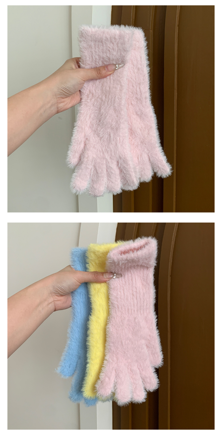 2025新款韩系可爱毛绒手套女冬季加厚保暖防寒露指可触屏手套学生详情20