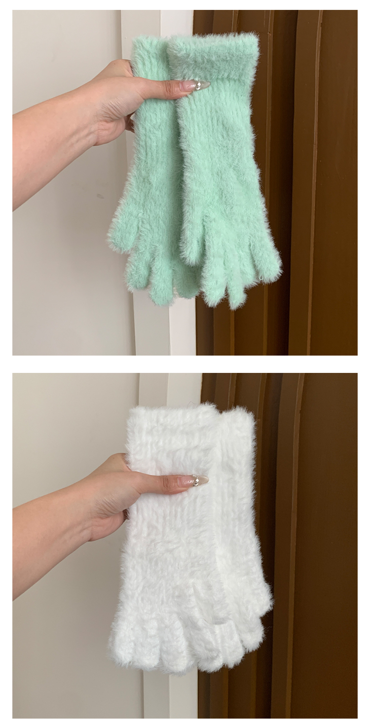 2025新款韩系可爱毛绒手套女冬季加厚保暖防寒露指可触屏手套学生详情25