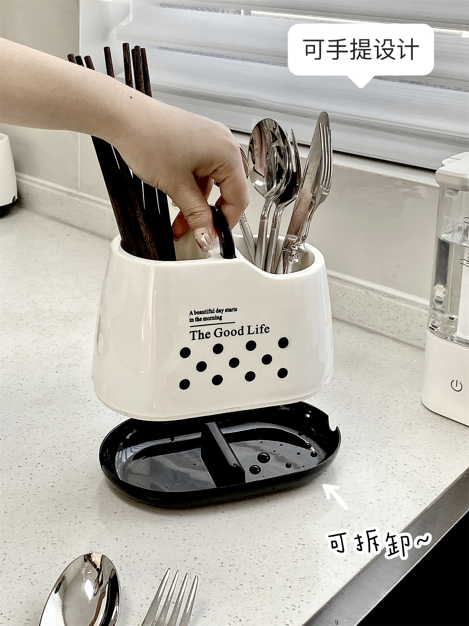筷子篓收纳盒家用高档筷子筒厨房台面刀叉勺子餐具沥水筷子桶详情6