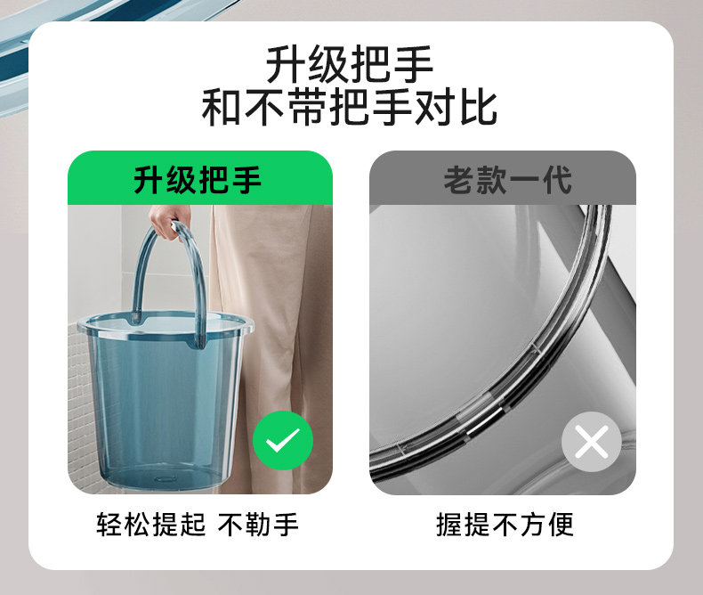 Thickened plastic buckets for household water storage, hand-held small buckets for laundry, and transparent round buckets with LIDS for student dormitories pic 14