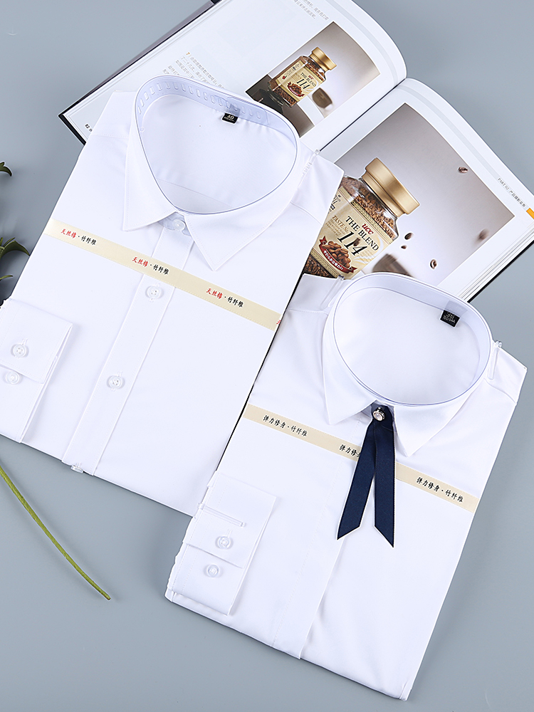 Professional shirts, women's long-sleeved autumn shirts, commuting shirts, work clothes, no-iron formal wear, custom-made embroidered logos, men's and women's workwear details Picture