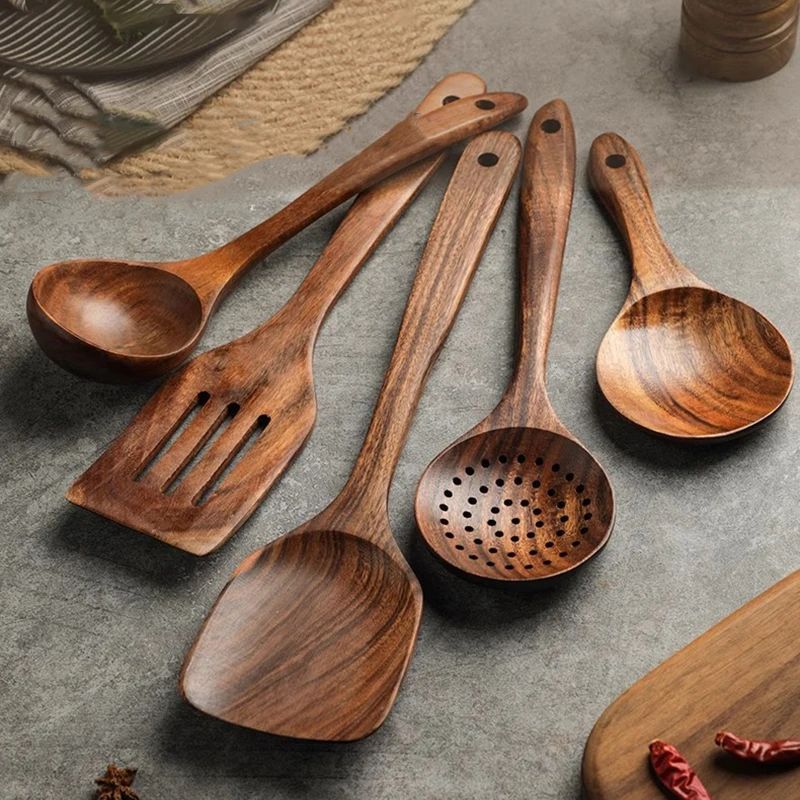 Teak Wooden Spatulas Kitchen Utensils Cooking Utensil Eco-Fr details Picture