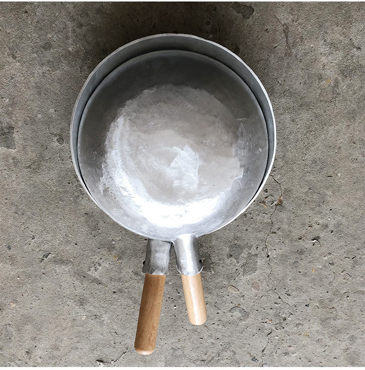 6S flat-bottomed aluminum pan, commercial scallion braised sea cucumber aluminum stir-frying pan, thickened handcrafted aluminum ladle-shaped frying pan, hotel special heat for stewing sauce pic 5