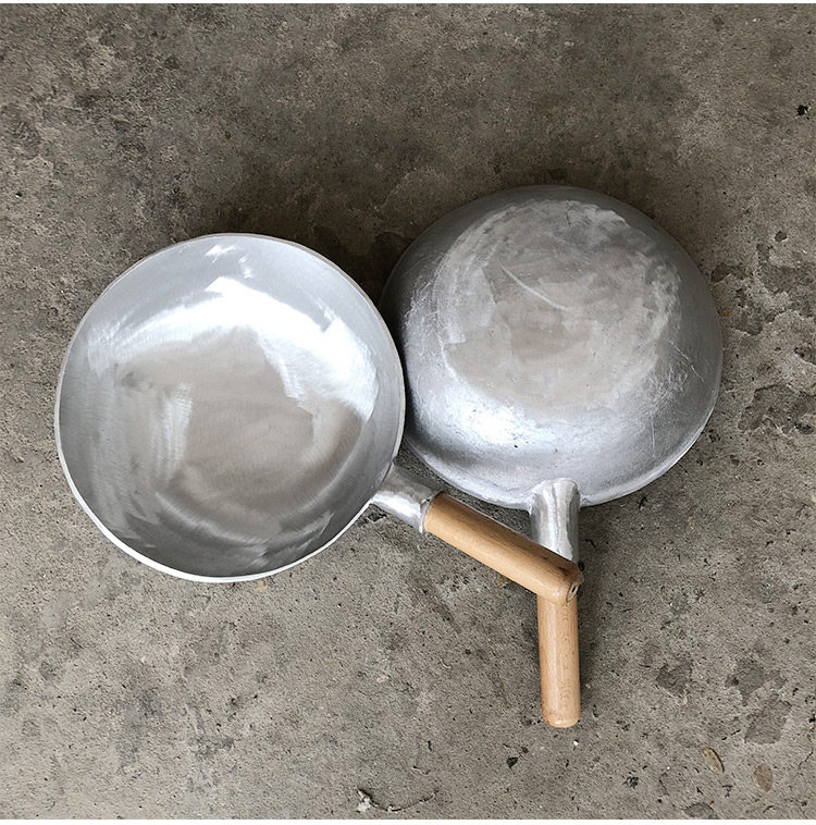 6S flat-bottomed aluminum pan, commercial scallion braised sea cucumber aluminum stir-frying pan, thickened handcrafted aluminum ladle-shaped frying pan, hotel special heat for stewing sauce pic 3