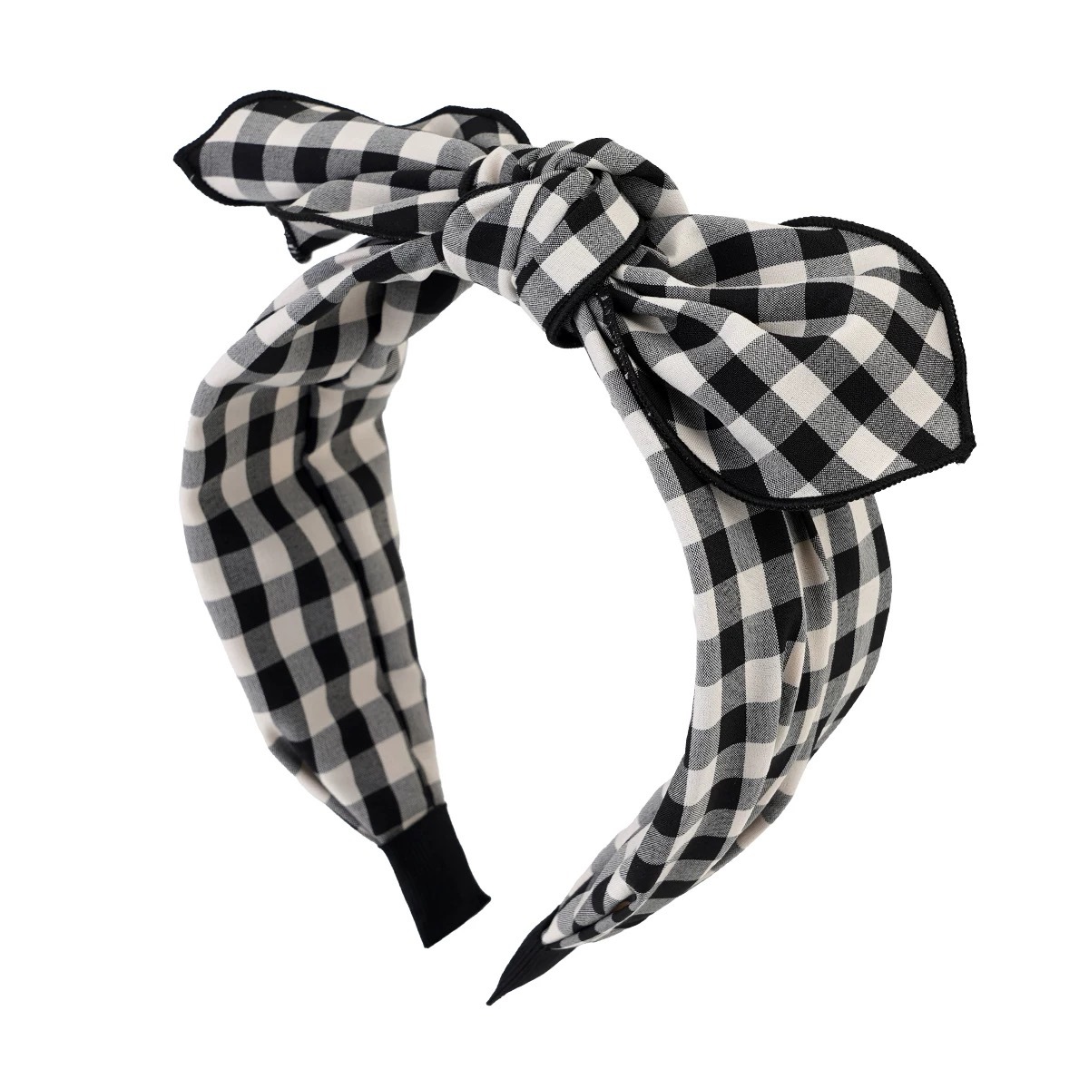 The same Korean-style checkered fabric bow headband as Jiang Yan's in the Chinese restaurant, a wide-brimmed, sweet and youthful rabbit ear headband for women Item Picture