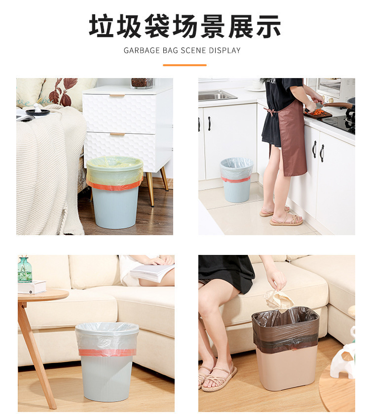 Thickened and extra-thick drawstring garbage bag that is not easy to break. Large black roll for household hand-held kitchen. Household drawstring style pic 15
