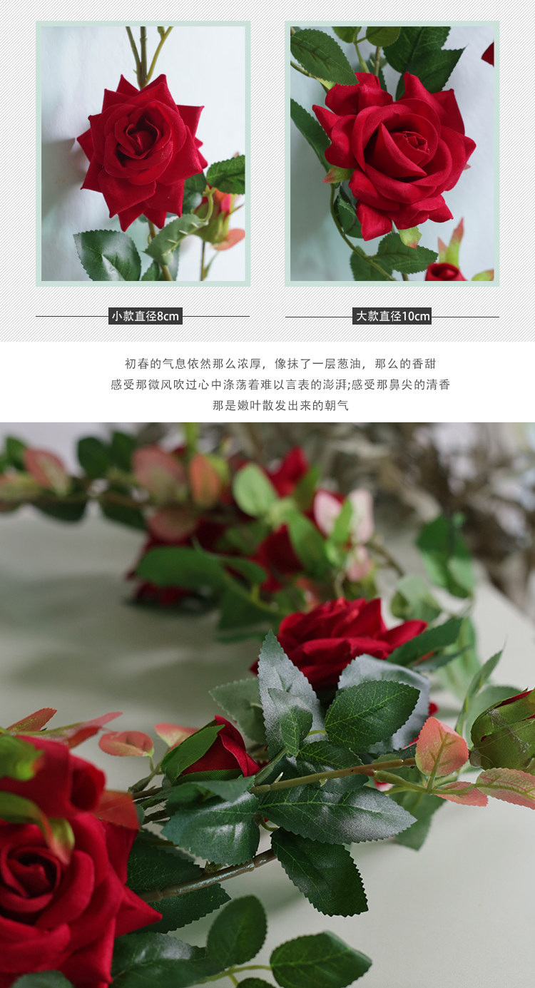 婚庆饭店墙角装饰花藤仿真玫瑰路引花垂吊客厅仿真假花室内花条详情4