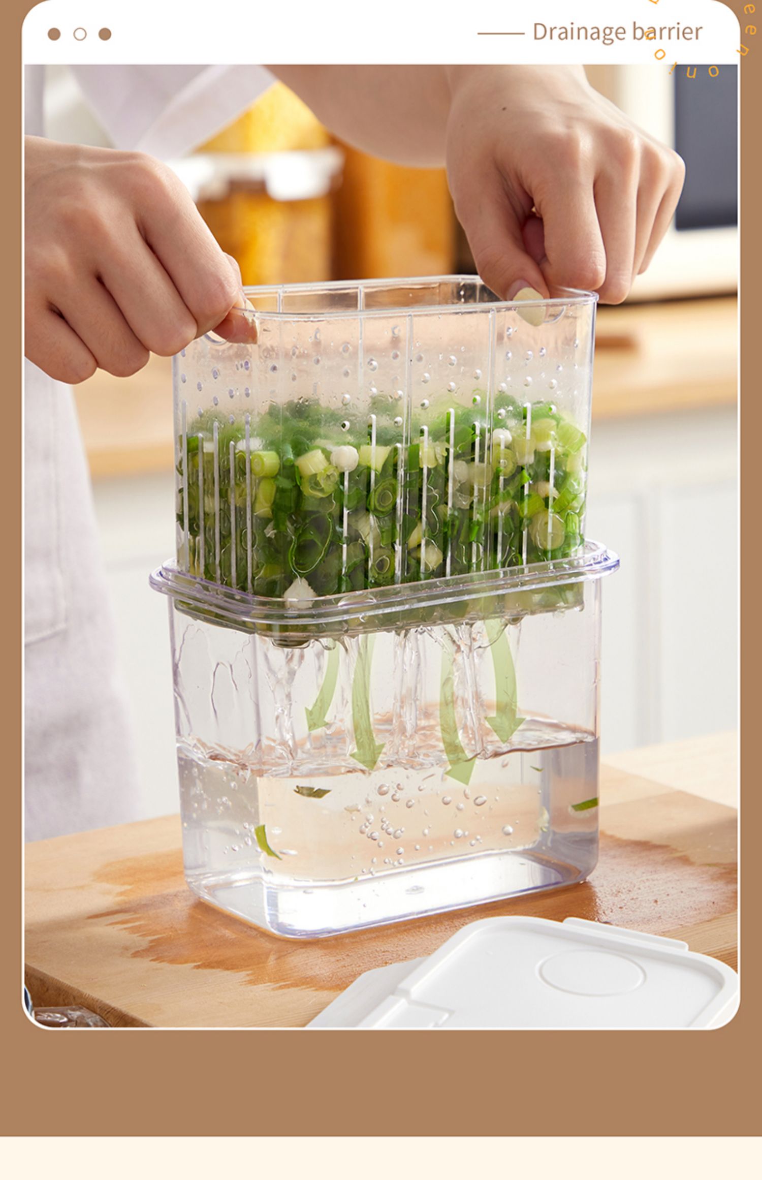 冰箱葱花收纳盒葱姜蒜沥水保鲜盒厨房密封蔬菜食品塑料整理箱神器详情7