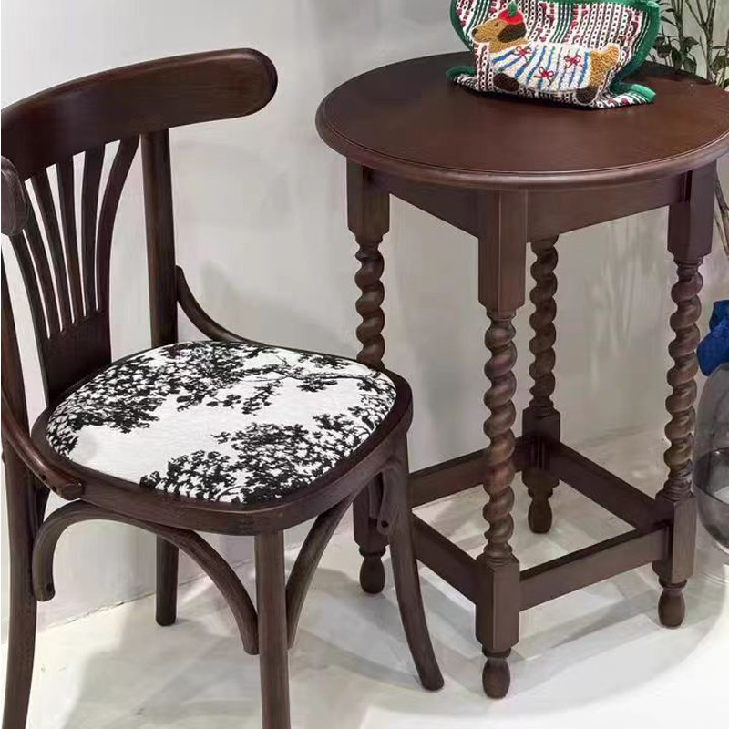 星辰工厂批发法式北欧国风临海实木餐椅中古软包家用餐厅靠背椅子餐厅TON56详情6