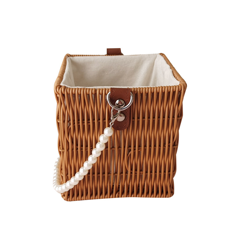 Hand-held flower basket, woven basket, ancient-style decorative gift basket, wedding souvenir gift box, rattan weaving gift box, willow weaving round tube Item Picture