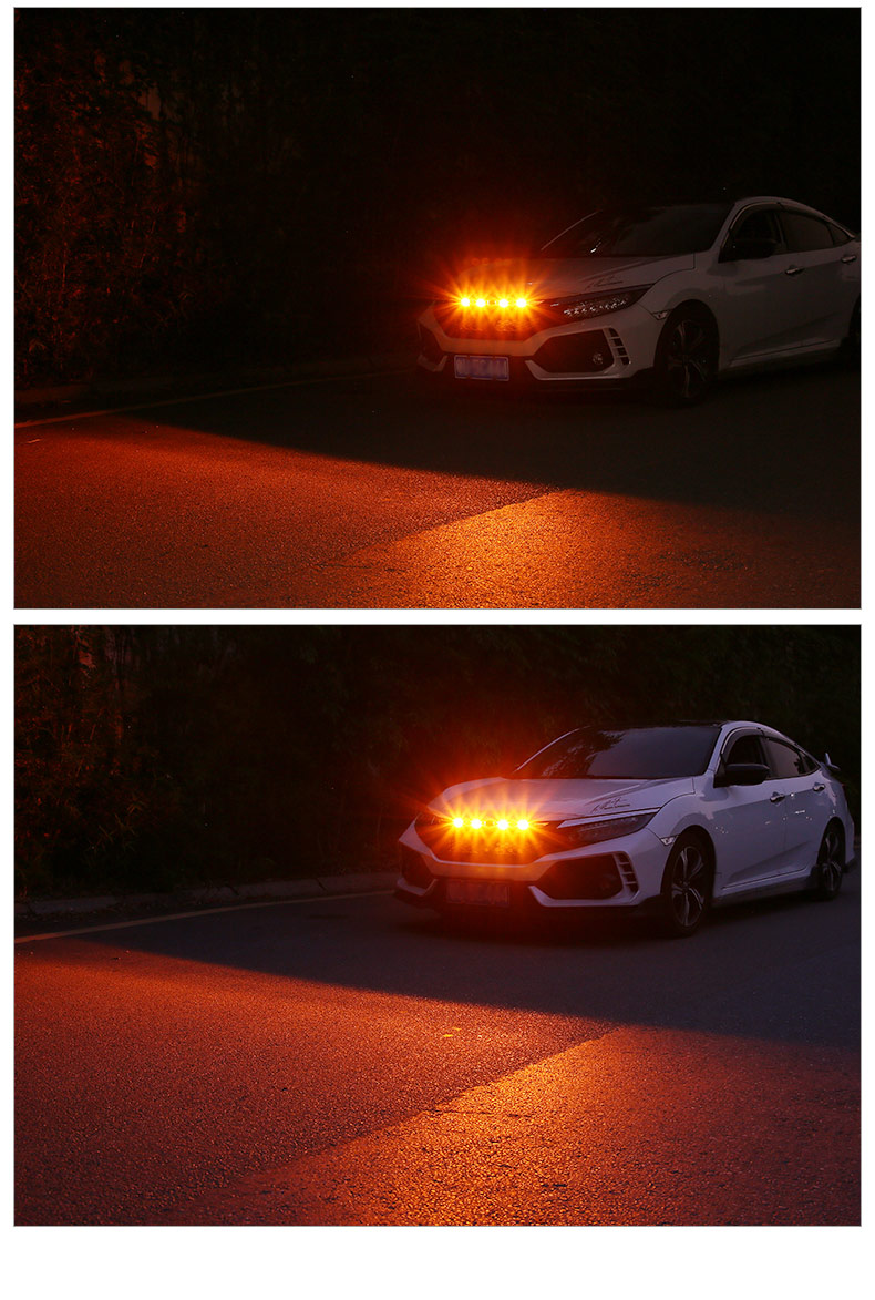 适用汽车格栅中网小黄灯红白灯 LED装饰警示灯皮卡雾霾灯越野通用详情16