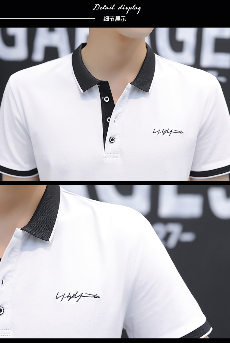 短袖POLO衫男士2023新款夏季翻领棉款T恤商务衣服青中年刺绣上衣详情18