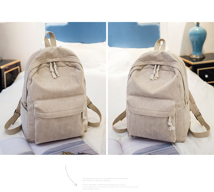 书包女韩版楷泊原宿ulzzang高中学生个性条绒学院风双肩包女背包详情13