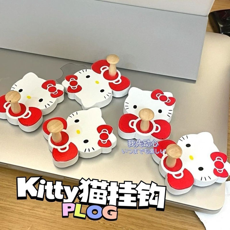 猫咪卡通挂钩创意无痕粘钩木质强力粘钩免打孔衣帽装饰挂钩收纳钩详情2