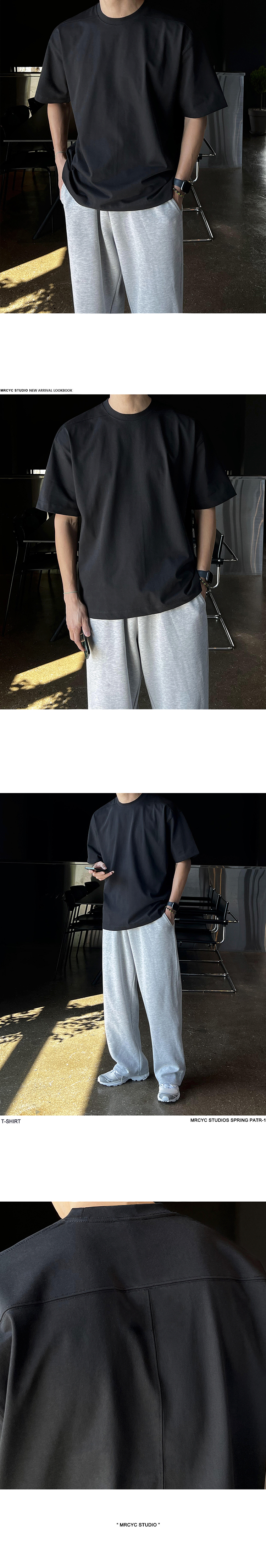 MYQ简约休闲纯色短袖男夏季宽松圆领半袖上衣韩系通勤风纯棉T恤详情11