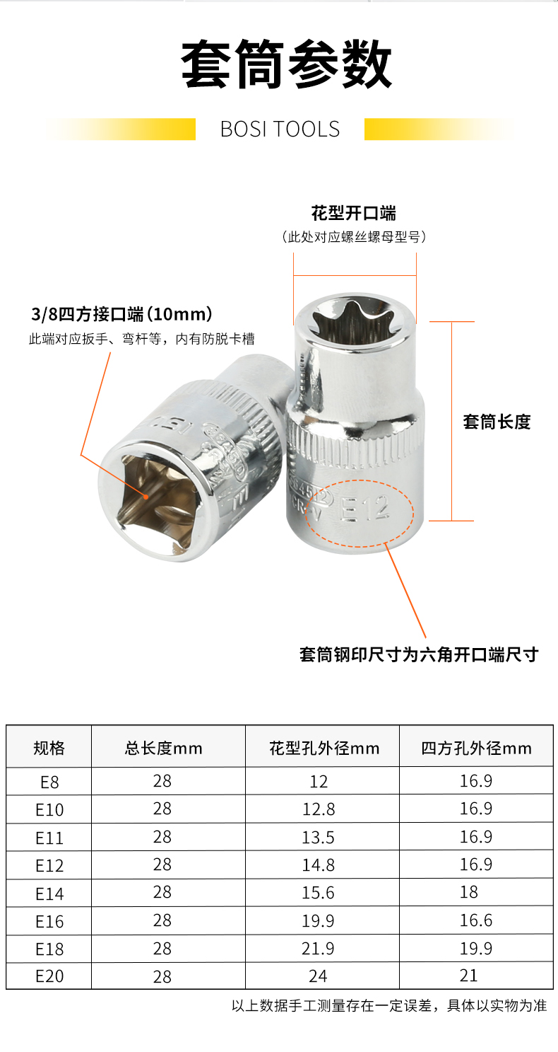 Persian Flower Type E 10mm socket ratchet wrench socket head auto repair tool 3/8 Zhongfei Plum Blossom socket pic 4