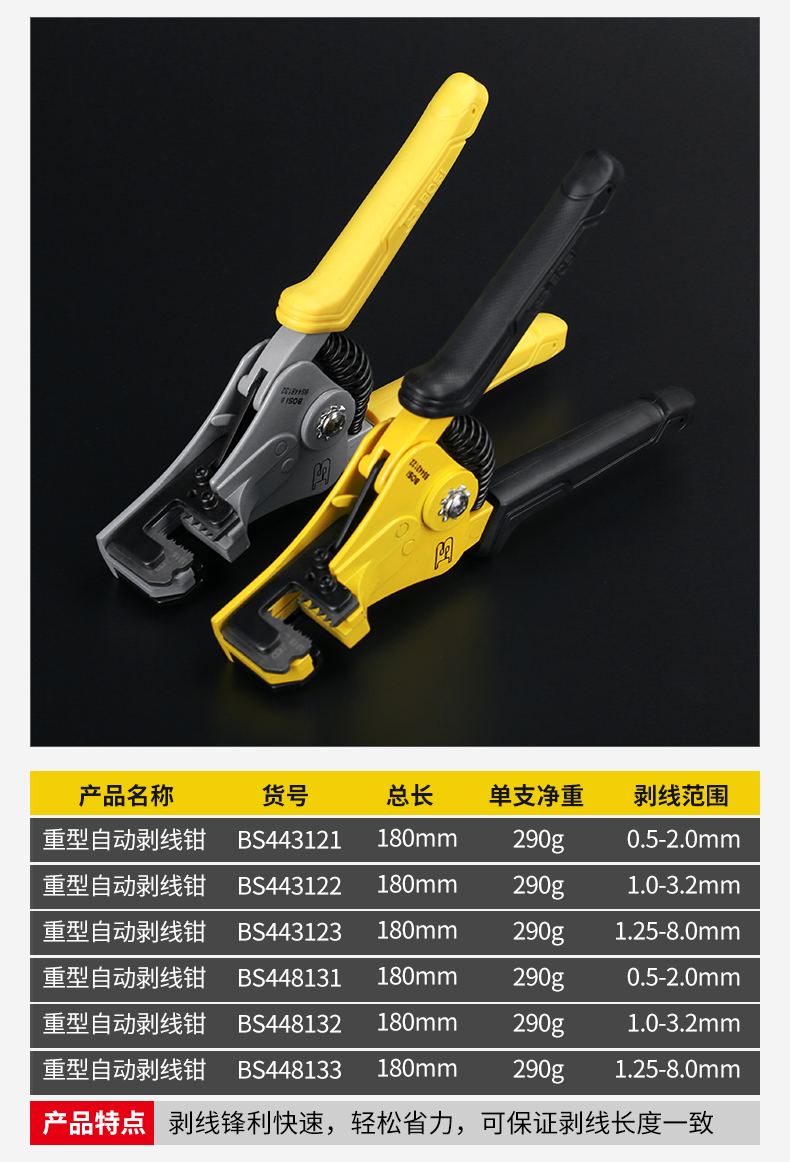 波斯电缆剪刀电工手动工具剥电线皮钳子剪压线拔线 多功能剥线钳详情10