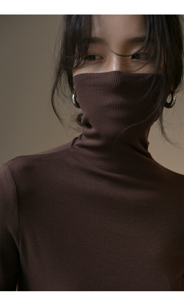 1313内搭王 加绒款七色堆堆高领弹力打底衫女秋季黑咖杏色长袖T恤详情20