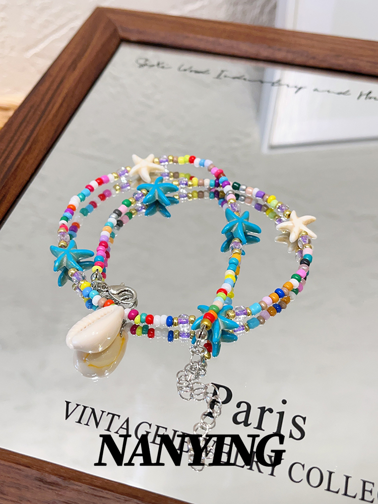 南英多巴胺彩色海星贝壳项炼甜美海滨度假风格项炼锁骨炼[选购]
