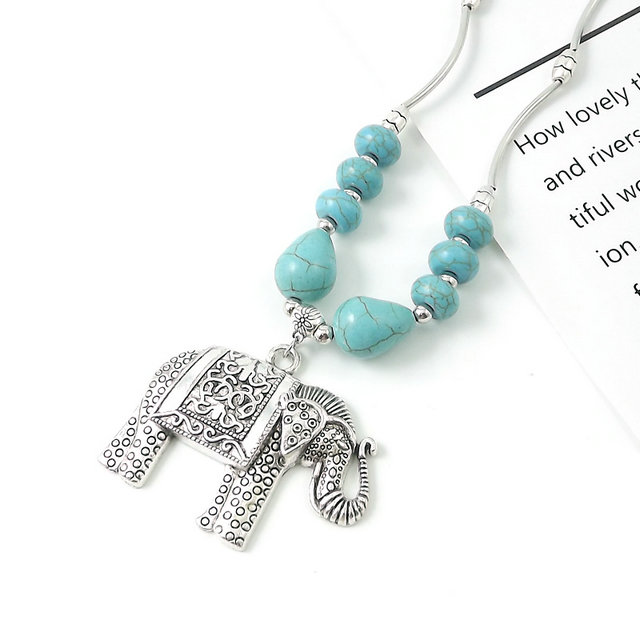 民族风苗银藏银复古藏饰中东印度风异域风情项链松石项链象A2275详情5