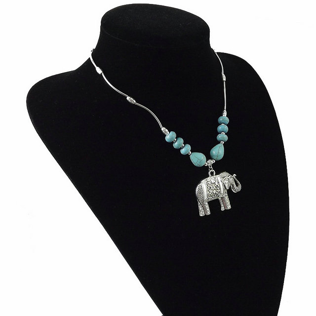 民族风苗银藏银复古藏饰中东印度风异域风情项链松石项链象A2275详情7