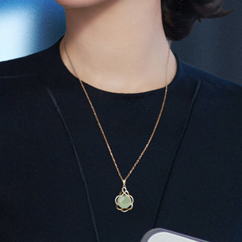 Hetian jade necklace 2025 New bestseller, light luxury, niche pure silver collarbone chain, jade pendant, sweater chain, long style for women details Picture