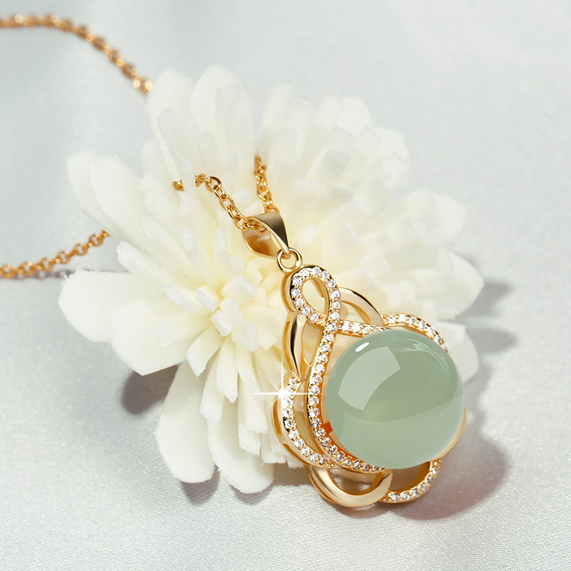 Hetian jade necklace 2025 New bestseller, light luxury, niche pure silver collarbone chain, jade pendant, sweater chain, long style for women Specification image