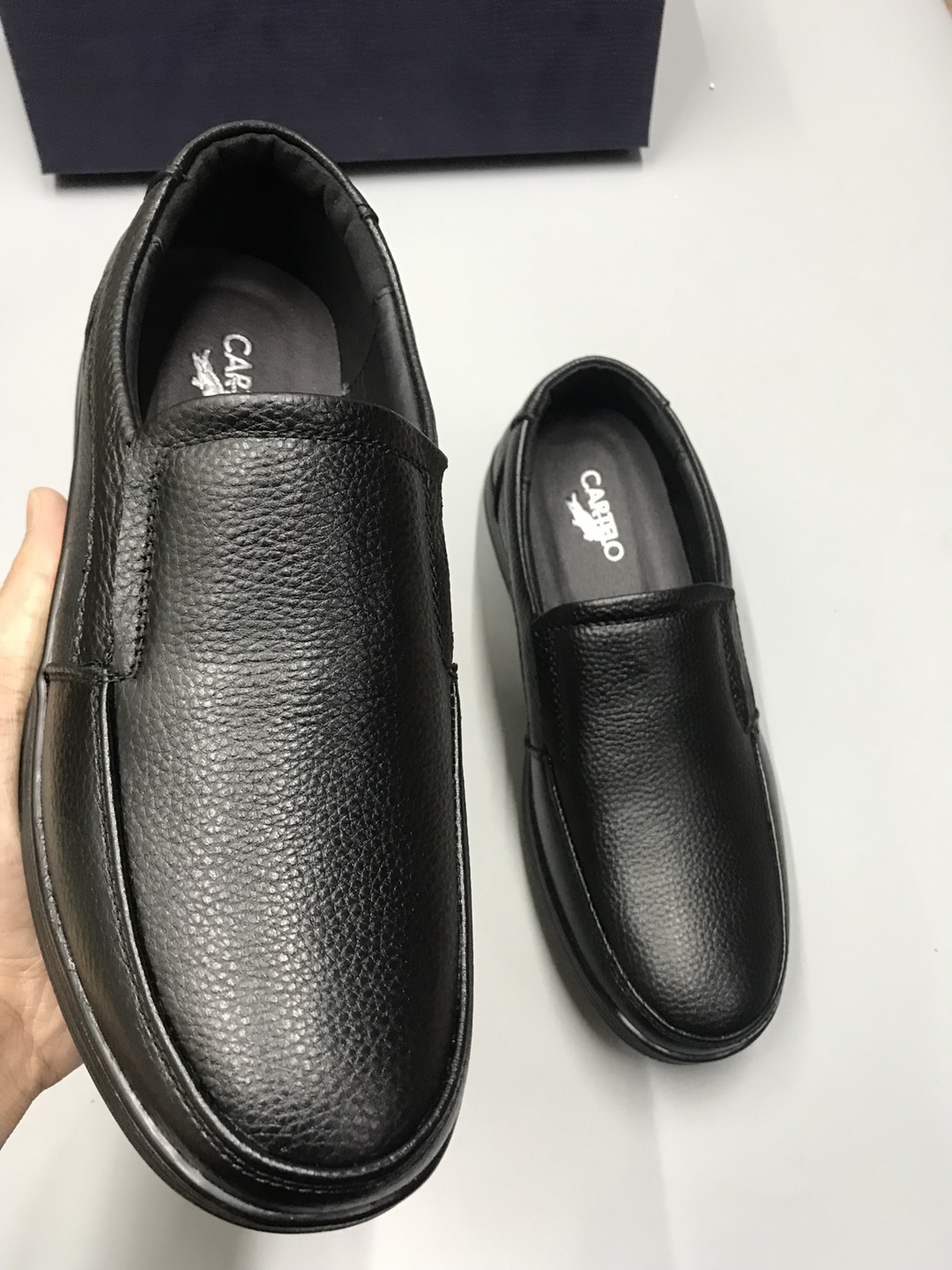 新款真皮厚底高档休闲皮鞋男单鞋透气软底简约一脚蹬舒适百搭详情2
