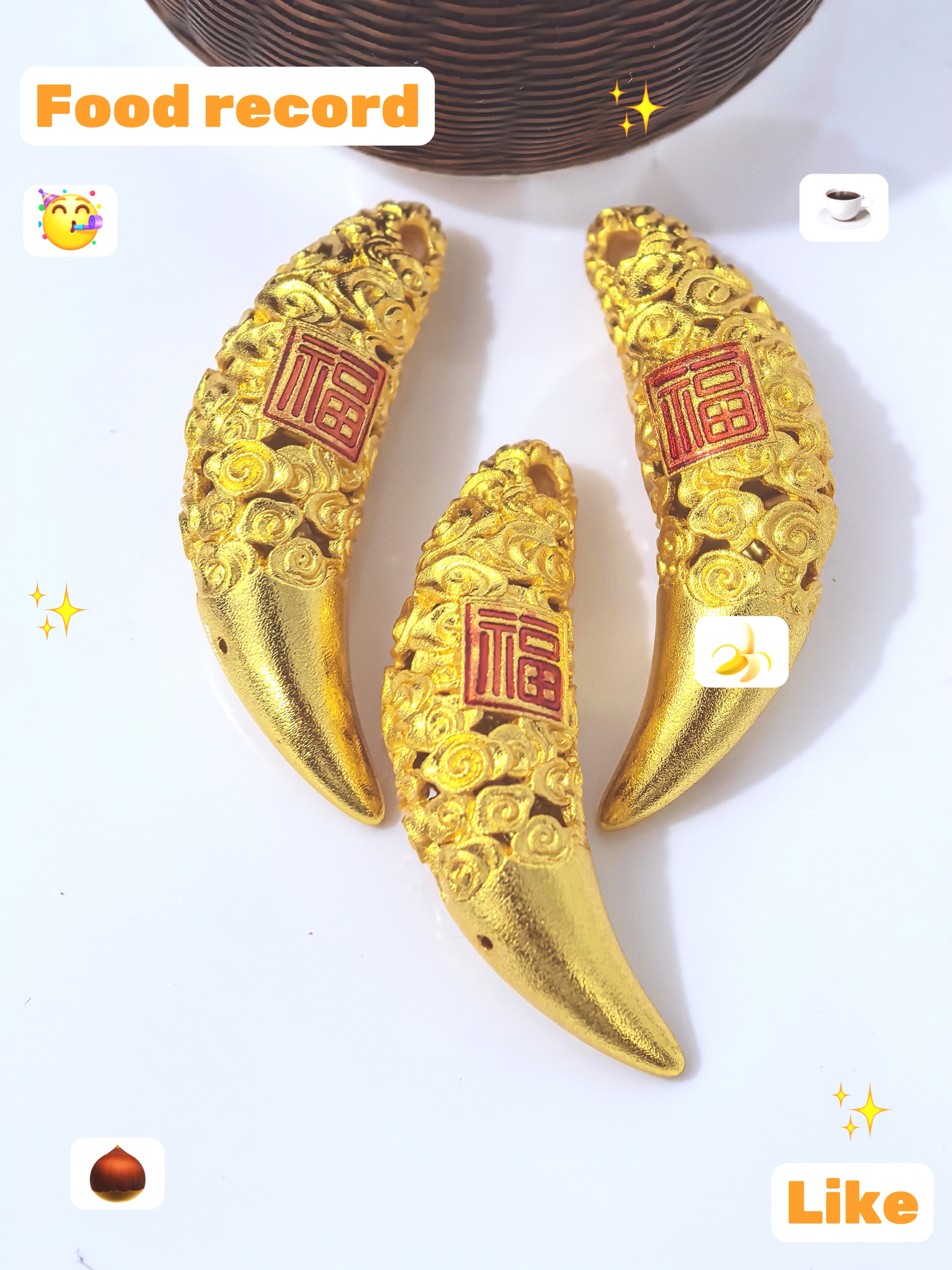 金店同款高保色古法沙金镂空福字狼牙吊坠新中式月牙挂坠批发详情4